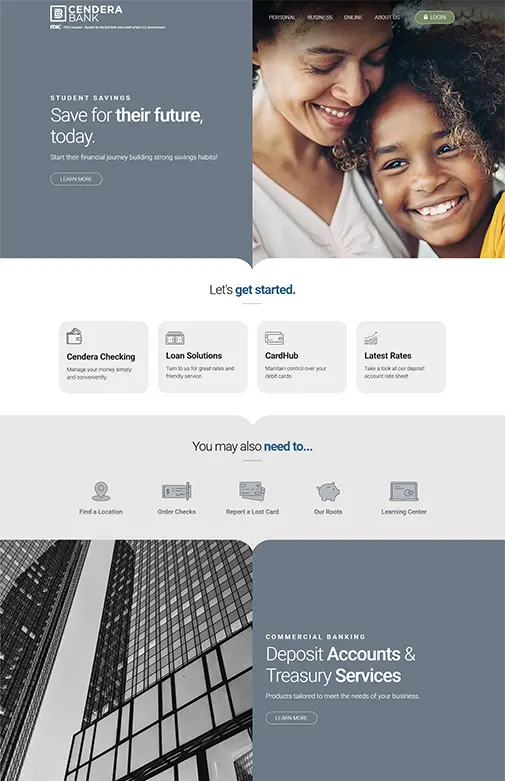 Cendera Bank homepage screenshot