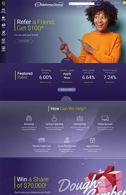 Oklahoma Central Credit Union homepage screenshot