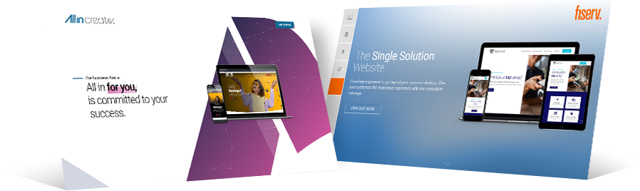 Site portfolio thumbnails angled right